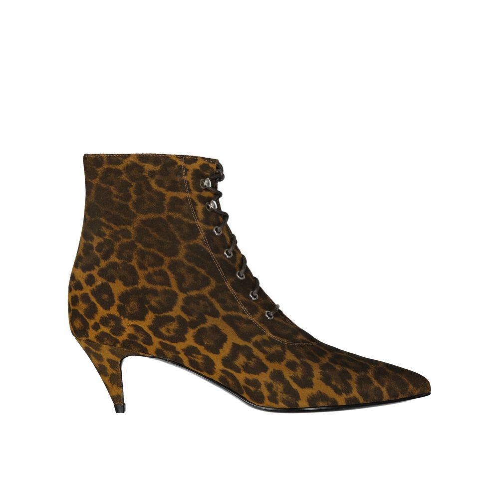 Saint Laurent Brown Calfskin Lace-Up Boots