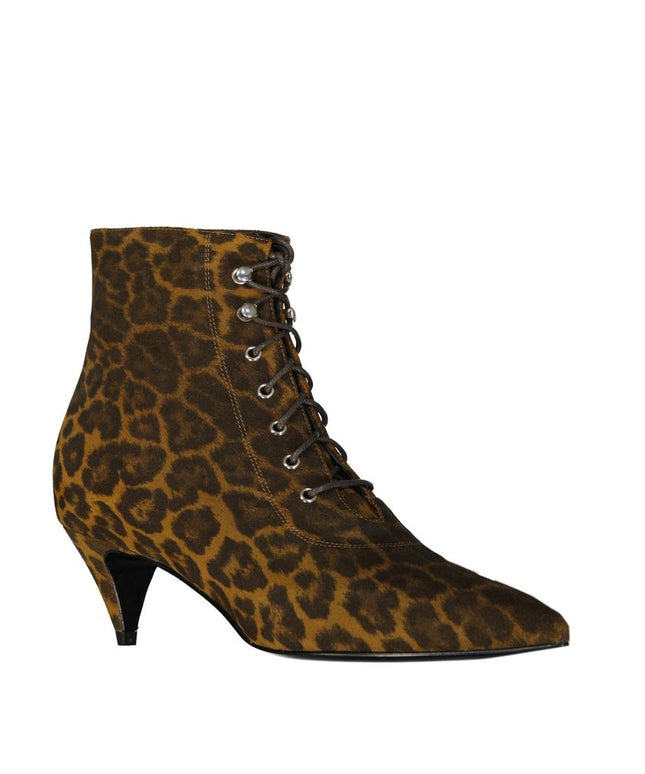 Saint Laurent Brown Calfskin Lace-Up Boots