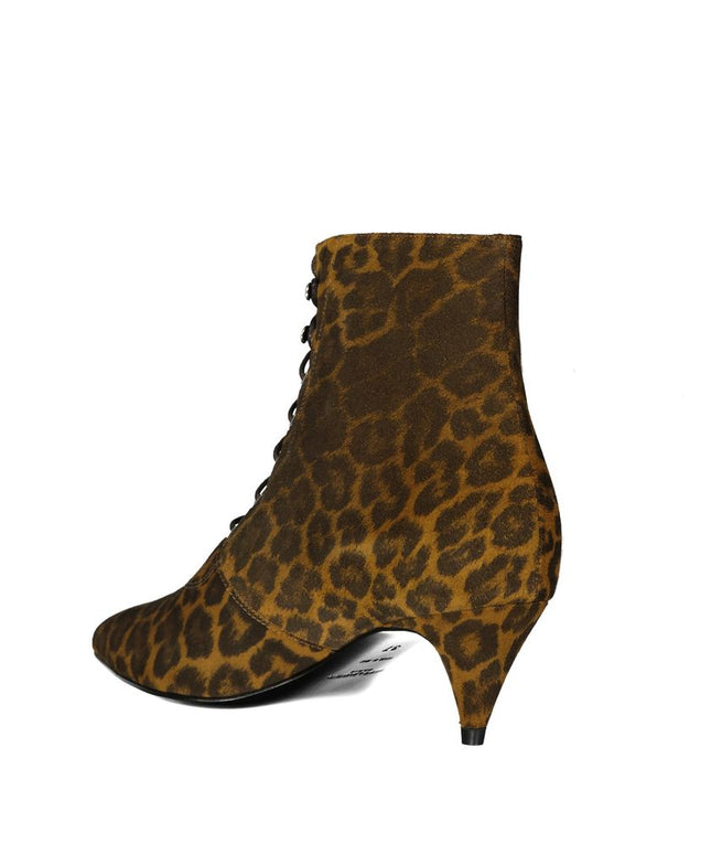 Saint Laurent Brown Calfskin Lace-Up Boots