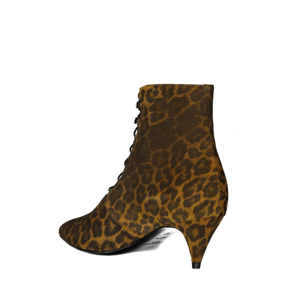 Saint Laurent Brown Calfskin Lace-Up Boots