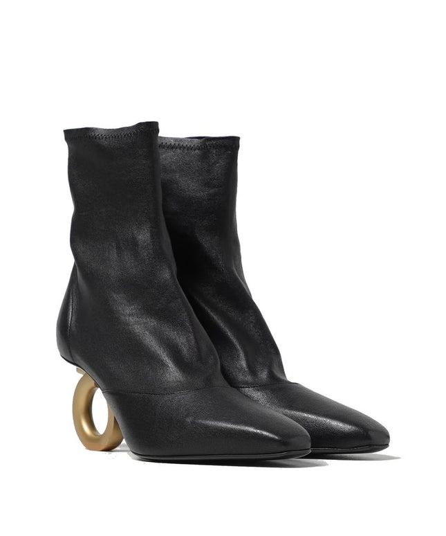 Salvatore Ferragamo Black Lamb Leather High Heel Boots