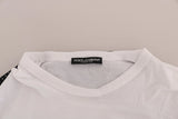 Dolce & Gabbana White Cotton Black Silk Scarf Top T-shirt