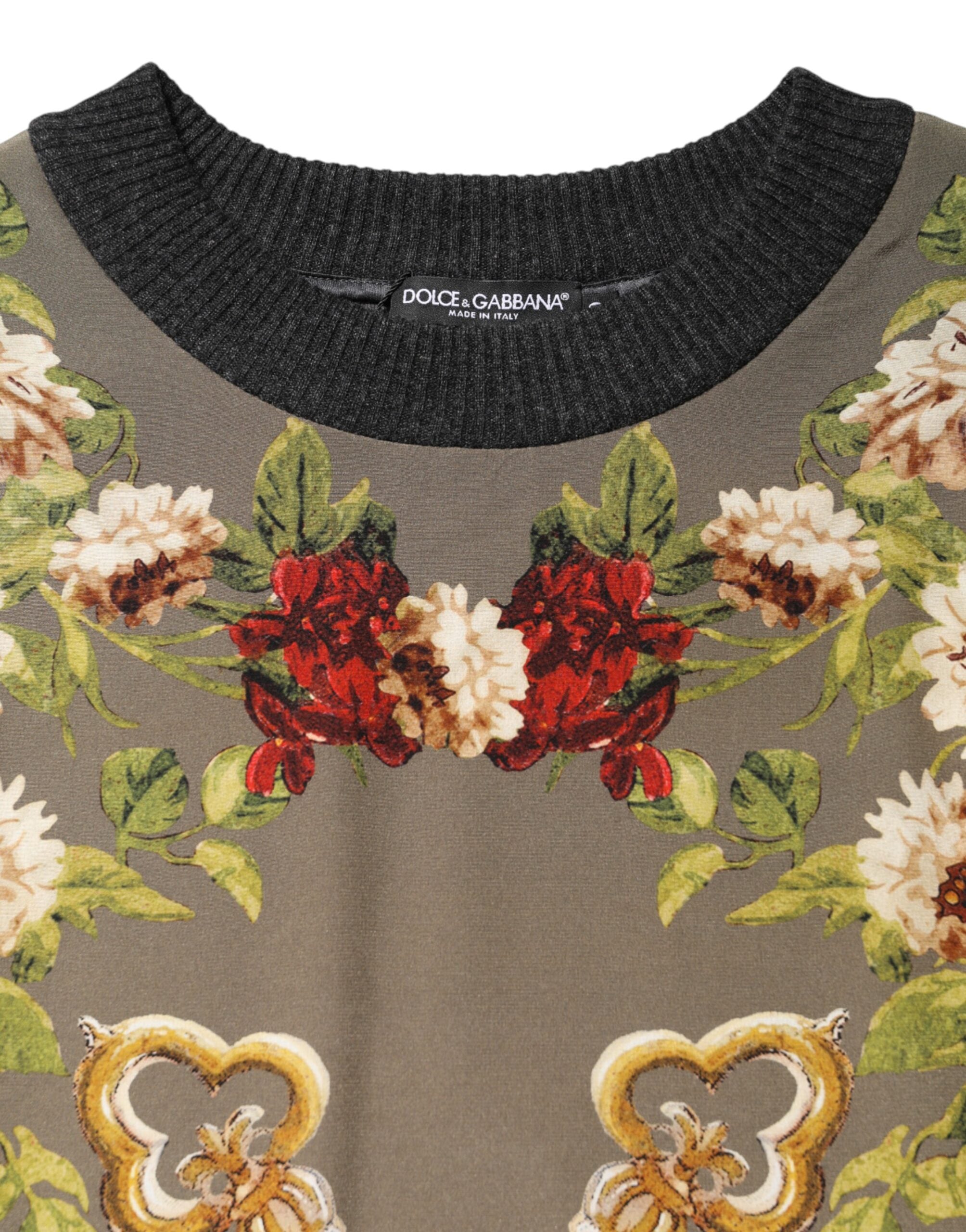 Dolce & Gabbana Enchanted Sicily Silk Crewneck Blouse Sweater