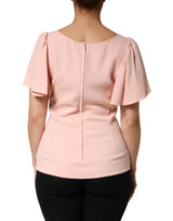 Dolce & Gabbana Pink Short Sleeves Round Neck Blouse Top