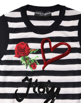 Dolce & Gabbana Black White Cashmere Silk Sleeveless Top