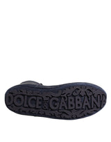 Dolce & Gabbana Dark Blue Deer Leather Mid Calf Boots Shoes
