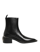 Dolce & Gabbana Black Studded Chelsea Short Ankle Boots Shoes