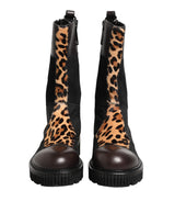 Dolce & Gabbana Multicolor Leopard Mid Calf Boots Shoes