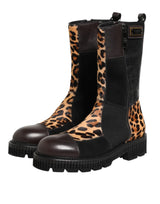 Dolce & Gabbana Multicolor Leopard Mid Calf Boots Shoes