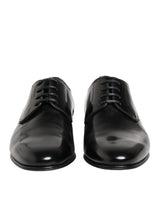 Dolce & Gabbana Black Calfskin Leather Derby Men Dress Shoes