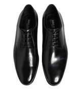 Dolce & Gabbana Black Calfskin Leather Derby Men Dress Shoes