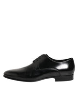 Dolce & Gabbana Black Calfskin Leather Derby Men Dress Shoes