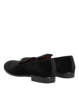 Dolce & Gabbana Black Leather Suede Slip On Loafer Dress Shoes
