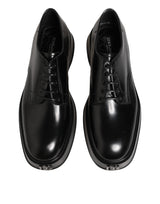 Dolce & Gabbana Black Calfskin Leather Men Derby Dress Shoes