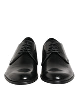 Dolce & Gabbana Black Calfskin Leather Derby Dress Shoes