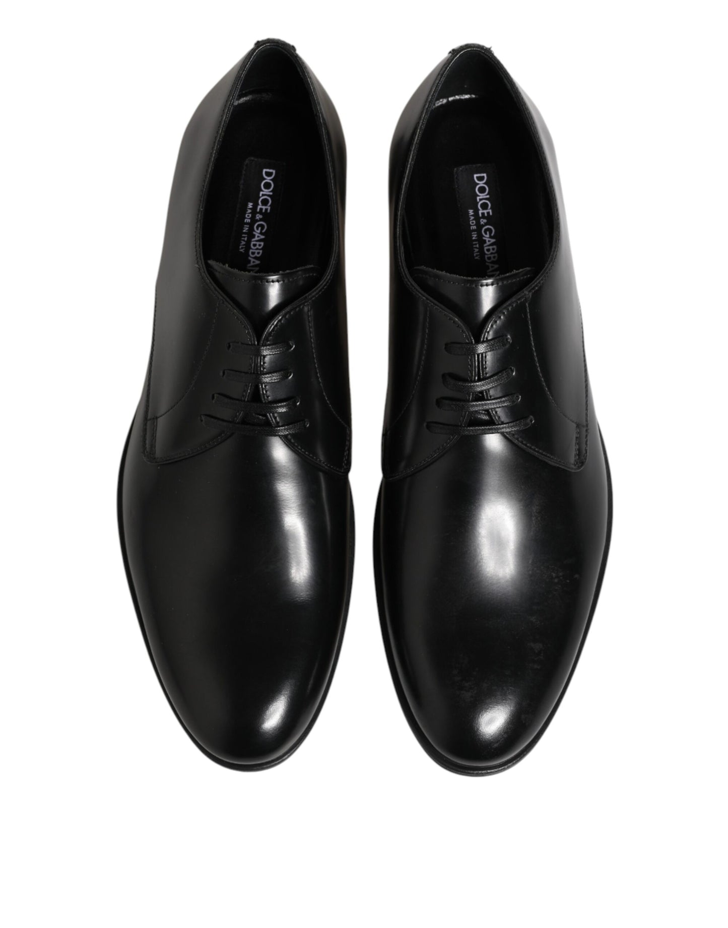 Dolce & Gabbana Black Calfskin Leather Derby Dress Shoes