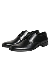 Dolce & Gabbana Black Calfskin Leather Derby Dress Shoes