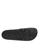 Dolce & Gabbana Black Leather Slides Sandals Beachwear Shoes