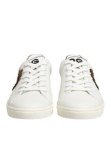 Dolce & Gabbana White Leather Heart Embellished Sneakers Shoes