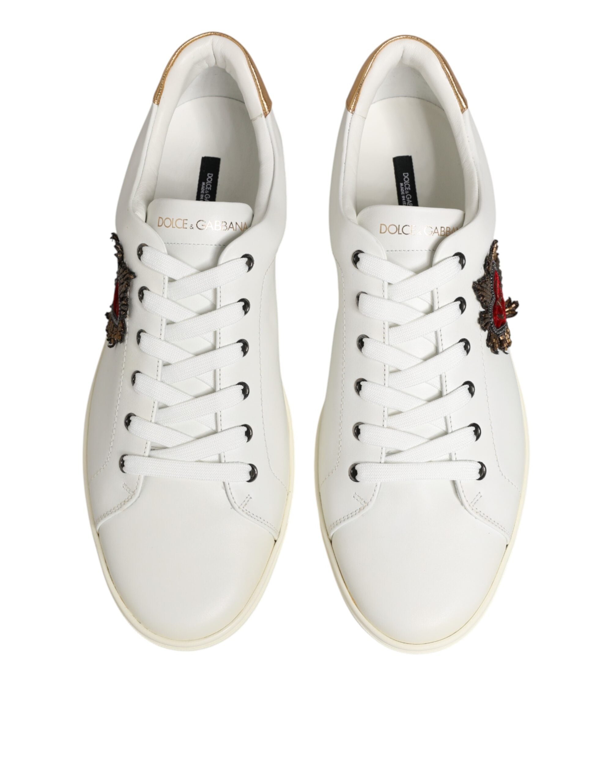 Dolce & Gabbana White Heart Embellished Sneakers Shoes