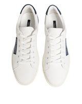Dolce & Gabbana White Blue Leather Logo Patch Sneakers Shoes