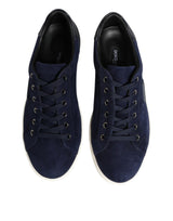 Dolce & Gabbana Blue Leather Suede Low Top Sneakers Shoes