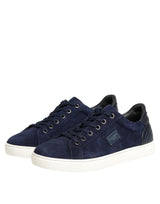 Dolce & Gabbana Blue Leather Suede Low Top Sneakers Shoes