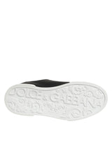 Dolce & Gabbana Black Leather Heart Embellished Sneakers Shoes