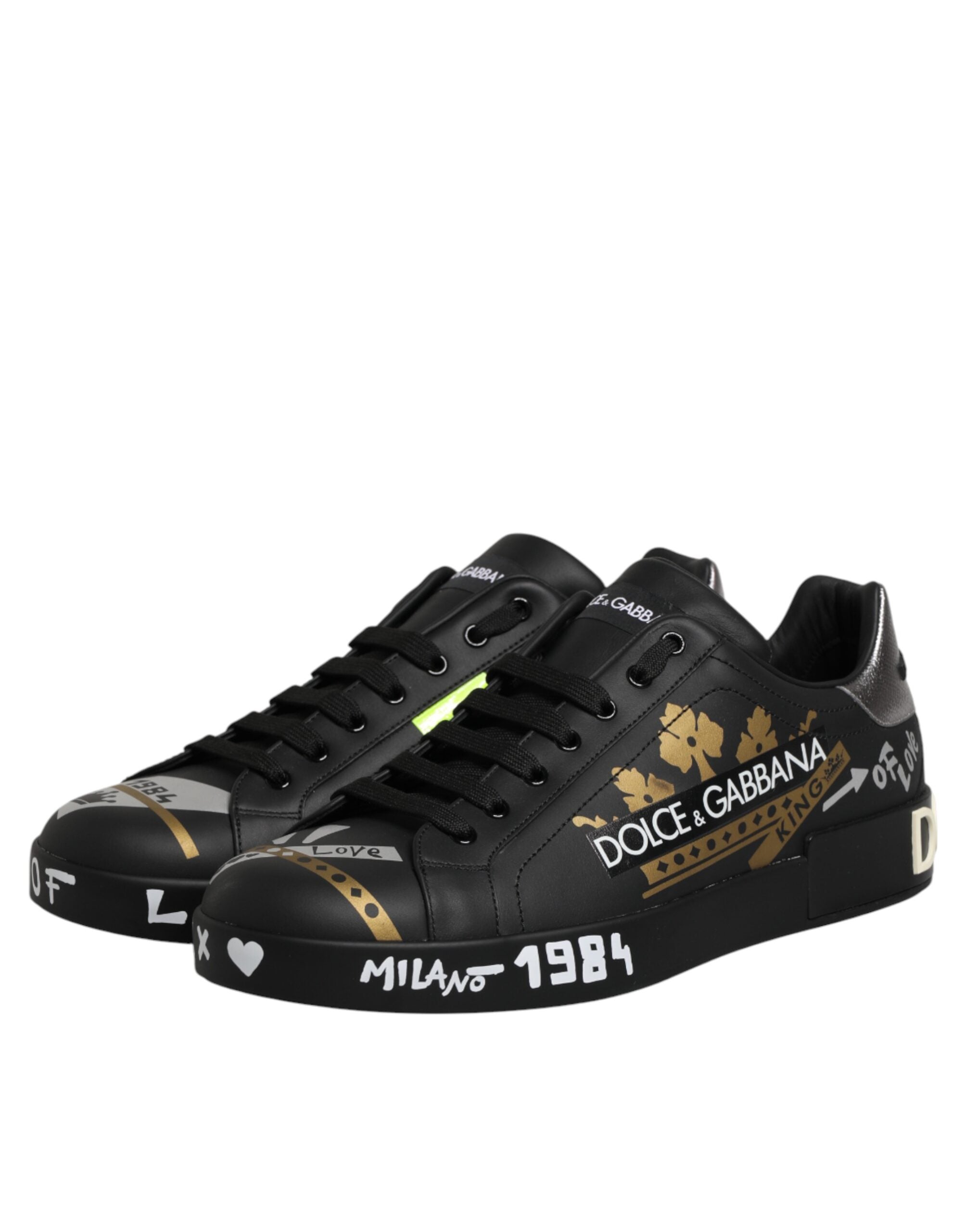 Dolce & Gabbana Black Crown Logo Low Top Men Sneakers Shoes