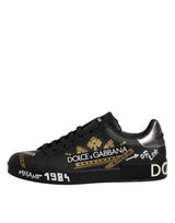Dolce & Gabbana Black Crown Logo Low Top Men Sneakers Shoes