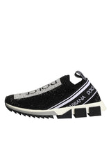 Dolce & Gabbana Black Strass Slip On Men Sorrento Sneakers Shoes