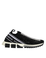 Dolce & Gabbana Black Strass Slip On Men Sorrento Sneakers Shoes