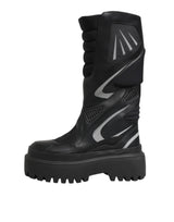 Dolce & Gabbana Black Leather Mid Calf Biker Boots Shoes