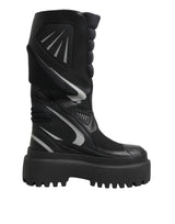 Dolce & Gabbana Black Leather Mid Calf Biker Boots Shoes
