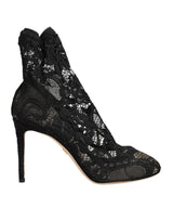 Dolce & Gabbana Black Stretch Socks Taormina Lace Boot Shoes