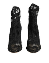 Dolce & Gabbana Black Stretch Socks Taormina Lace Boot Shoes