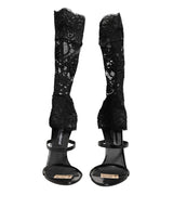 Dolce & Gabbana Black Floral Lace Heels SANDALS Shoes