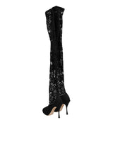 Dolce & Gabbana Black Taormina Lace Socks Pumps Boots Shoes