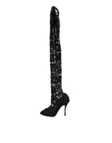 Dolce & Gabbana Black Taormina Lace Socks Pumps Boots Shoes