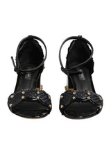 Dolce & Gabbana Black Studded Ankle Strap Sandals Shoes