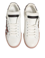 Dolce & Gabbana White Leather Sacred Heart Sneakers Shoes