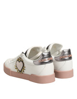 Dolce & Gabbana White Leather Sacred Heart Sneakers Shoes