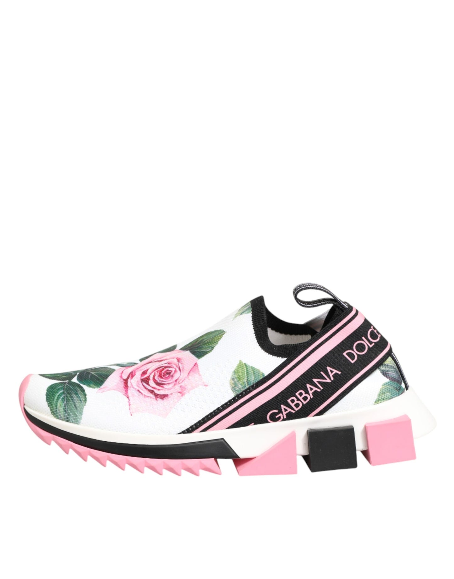 Dolce & Gabbana White Rose Print Sorrento Sneakers Shoes