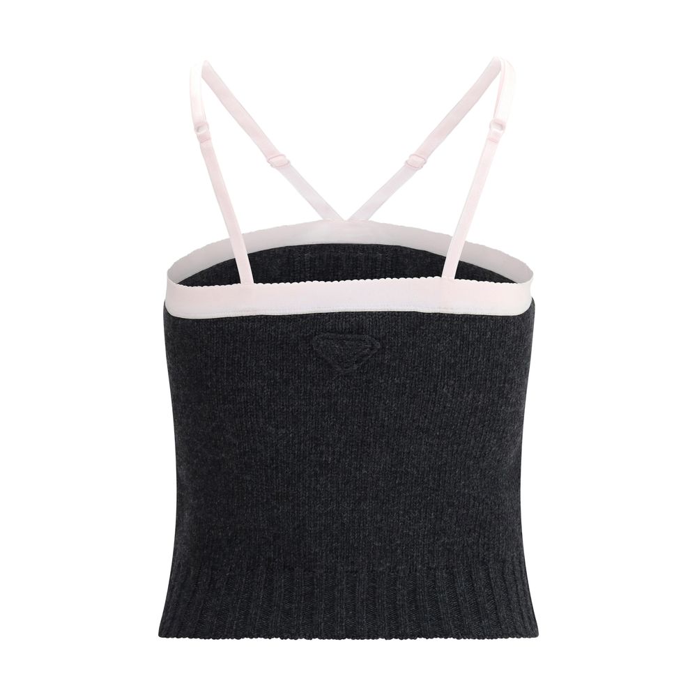 Prada Gray Fleece Wool Top