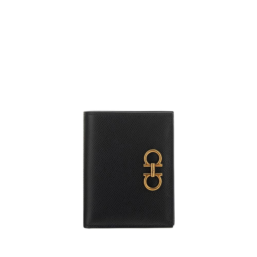 Ferragamo Black Calf Leather Bos Taurus Wallet