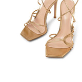 Gianvito Rossi Gold Calfskin Stiletto Heel Sandals