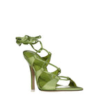 The Attico Green Silk Stiletto Heel Sandals