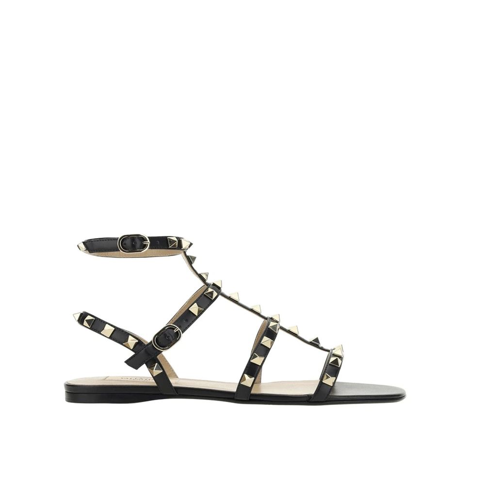 Valentino Garavani Black Calfskin Strap-On Sandals