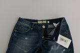 Acht Cotton Blue Washed Low Waist Skinny Cropped Jeans