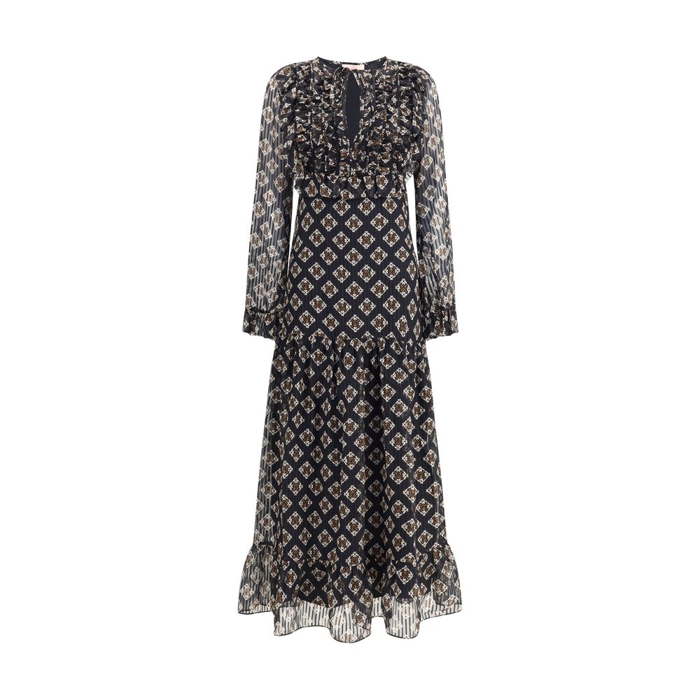 Kristina Ti Black Silk Long Dress